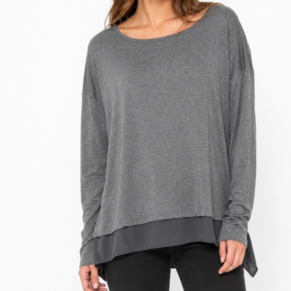 Twinset Simona Barbieri Silk Hem Top Women 4/6 Gray Layered Lounge Shirt Italy